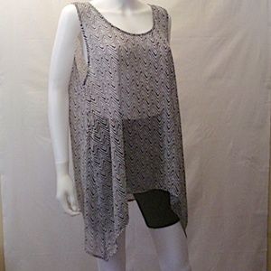 Daniel Rainn Womens Printed Handkerchief-Hem Sheer Blouse 1X